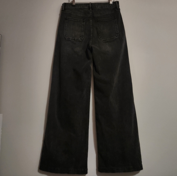 JBD Black Patch Pocket Jeans Wide Leg High Waist Relaxed Fit Stretch Size 29 - Picture 2 of 10